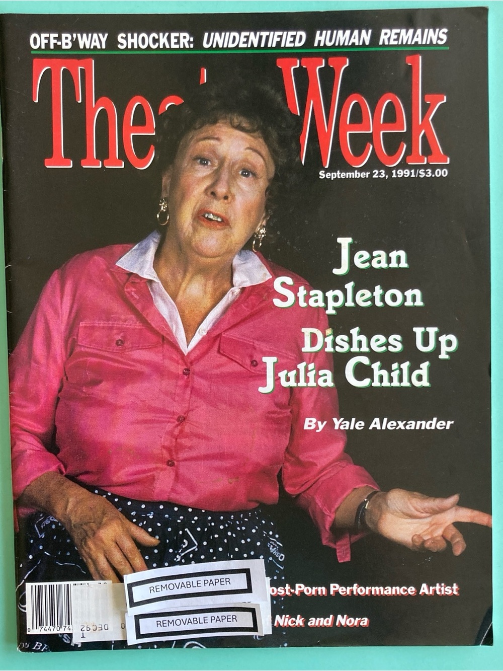 Jean Stapleton Bon Appetit! Theater Week Magazine September 23 1991 Label Attach